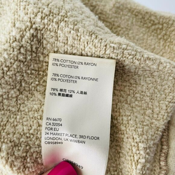 Free People Dreamers Cropped Knit Jacket Tea Tan Fleece Lined Size Small S Hood - Picture 8 of 10